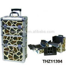 2014 new design cosmetic trolley with giraffe pattern as skin